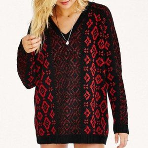 New Listing- Urban Outfitters Red & Black Loose Knit Sweater.